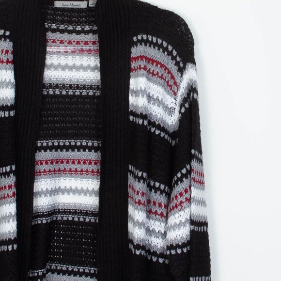 Jason Maxwell Womens Striped Open Front Long‎ Cardigan Size 2X Cozy Boho - Picture 2 of 6